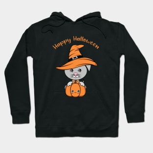 Happy Halloween Cute dog, Kawaii black dog with pumpkin Hoodie